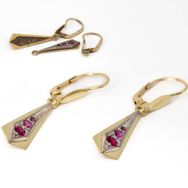 Oprava náušníc s rubínom – oprava uchytenia a kontrola bezpečnosti